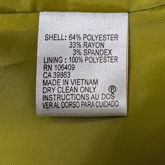 Tahari Woman's Chartreuse Green Short Open Tailored Lined Jacket Blazer - Picture 7 of 10